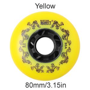 TEMU 롤러 스케이트 & 아이스 스케이트용 튼튼한 90A 휠 1개 - 흰색/노란색, 플랫 슈즈에 맞음, 사이즈 72mm/76mm/80mm (베어링 미포함)