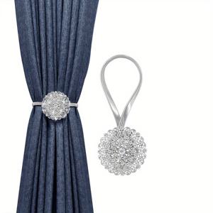 TEMU 1개 자석 커튼 타이백, 꽃 커튼 버클 장식용 드릴링 없는 드레이퍼리 홀드백 홀더, 고탄성 스프링 와이어로 홈 오피스 장식용