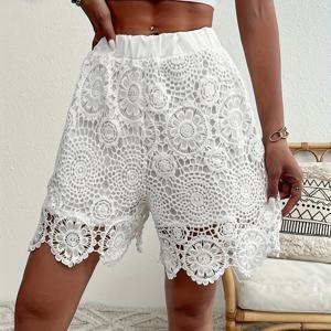 TEMU 봄과 여름을 위한 우아한 신축성 있는 고허리 반바지, 여성용 의류