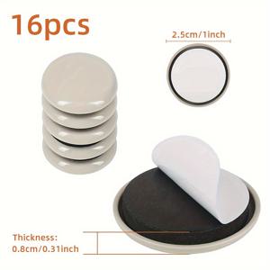 TEMU 16개 세트 무흔 접착 패드 포함 헤비듀티 가구 슬라이더 - 바닥 보호용, 의자 다리 캡, 테이블 발 커버 - 스크래치 방지, 경목/타일/카펫용 - 내구성 플라스틱 제작, 홈/오피스/상업용 - 튼튼한 구조, 디자인, 사무실 액세서리