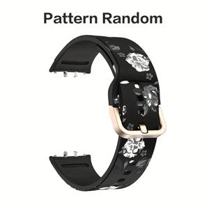 TEMU 삼성 갤럭시 핏 3 R390용 프린트 실리콘 스트랩, 부드럽고 편안한 착용감, 라이트 베이지 친화적. 삼성 갤럭시 핏 3 교체 스포츠 스트랩 - 로즈 골든 버클