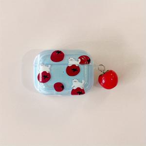 TEMU 1개 귀여운 만화 토마토 디자인 실리콘 케이스 for airpods 1/2 및 Pro용, 3세대 AirPods와 호환되는 내충격 보호 커버