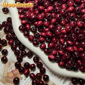 TEMU 650개의 광택 처리된 나무 비즈, 7mm 0,26인치 크리스마스 레드 생강 나무 비즈, 보석 제작용 나무 비즈, DIY 특수 팔찌, 목걸이, 공예, 손 장식, 재봉 용품 - 크리스마스 비즈 제작, 가을과 겨울 및 사계절 장식에 사용