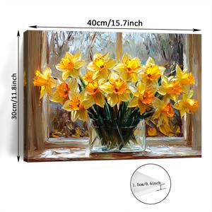 TEMU 방 장식 1pc 목재 프레임 캔버스 벽화, 화려한 다프디울 꽃 화보, 짠 홈 데코, 결혼식, 웨딩 샤워, 생일, 기념일, 독신 파티에 적합, 거실, 침실, 사무실용으로 11.8