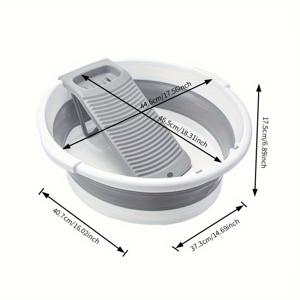 TEMU 1 세트 초대형 접이식 세탁통 세탁기 & 배수 시스템 포함 - 튼튼한 플라스틱 휴대용 세탁통 뚜껑 포함, 조립 불필요, 캠핑, 여행 & 야외 사용을 위한 공간 절약형 디자인 - 싱크대 없이 옷 세탁에 적합