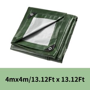 TEMU 고품질 헤비듀티 타프, 12밀 실버/그린 폴리에틸렌 타포린, 다목적, 양면 사용 가능, 유연하고 찢김 방지, 강화된 고리 장착, 가정 및 선물용으로 이상적, 야외 뒷마당, 정원, 파티오, 수영장 데크에 적합 - 통기성 및 자외선 차단 기능