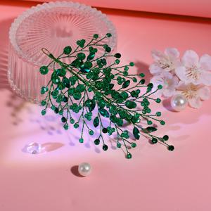 TEMU 잎 모양의 헤어 액세서리로 디자인된 화려한 라인스톤 헤어 밴드는 파티와 결혼식에 완벽하며, 업스타일과 저녁 행사에 우아함을 더합니다.