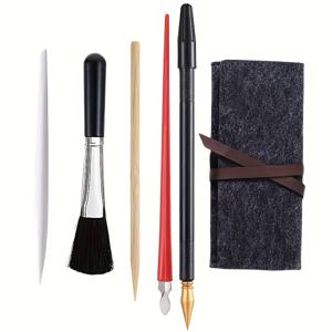 TEMU 6pcs 스크래치 아트 도구 키트, 스크래치 아트 도구 세트, 골든 스크래치 펜, 브러시, 작은 스크레이퍼, 양방향 스크래치 펜 및 펜 홀더가 있는 드로잉 도구