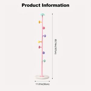 TEMU 1개 30x30x168cm 화이트 스테인리스 스틸 독립형 코트 랙과 7가지 컬러의 버섯 후크 - 옷, 가방, 모자, 스카프를 위한 다기능 공간 절약 정리함 - 쉬운 조립, 도구 필요 없음, 가방 걸이 | 재미있는 디자인 | 독립 구조
