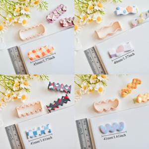 TEMU 4pcs Wavy Shape 폴리머 클레이 커터 세트 바레트 메이킹을 위한 우아한 헤어 클립 클레이 커터 키트 폴리머 클레이 커팅 모양을 위한 보석 및 헤어 액세서리 제작을 위한 긴 직사각형 모양의 폴리머 클레이 귀걸이 커터