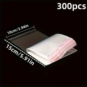 TEMU 300개 투명 자동 밀봉 플라스틱 봉지, 베이킹, 비스킷, 빵 및 사탕 포장에 적합한 내구성 있는 PP 소재, 쉬운 포장, 베이커와 파티 기획자에게 이상적인 선택, 선명하게 보이는 식품 포장용 봉지