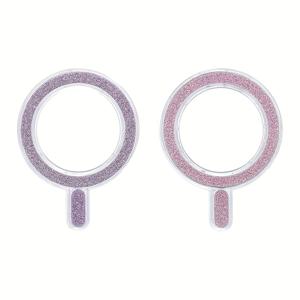 TEMU 2개 세트 글리터 매그네틱 링 폰 케이스 액세서리, 무선 충전 기능 자동차 거치대, 초슬림 접착식 자석 스티커 강력 그립, 철자성 링 백접착, 무선 충전용 차량용 휴대폰 홀더, 스타일리시 테크 액세서리, 내구성 있는 접착제