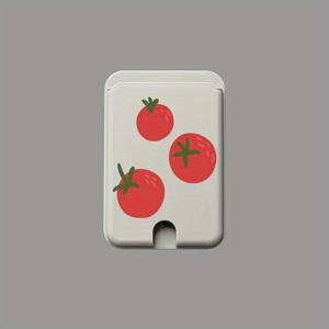 TEMU 토마토 패턴 강력 자석 카드 홀더, 소프트 터치, 스타일리시하고 내구성 있는 PC 소재. 삼성, 아이폰 및 기타 자석 폰/케이스 호환. 은행카드, 신용카드, 멤버십 카드 1~4장 수납 가능