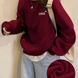 TEMU 여성용 캐주얼 긴팔 크루넥 스웨트셔츠 