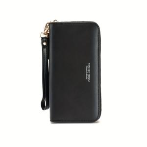 TEMU 여성용 슬림핏 긴 지갑 손목 스트랩 포함 - 대용량 지퍼 클로저, 다수의 카드 슬롯 및 폴리에스터 안감 - 학생 및 직장인용 내구성