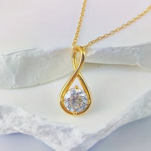 TEMU 사랑스러운 우아한 눈물 방울 펜던트 목걸이 - 18K 금 도금 925 스털링 실버 모이사나이트 - 결혼식, 선물, 마디 그라, 코켓 스타일을 위한 다재다능한 주얼리