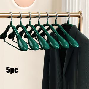 TEMU 5개 미끄럼 방지 와이드 숄더 코트 행거, 내구성 있는 금속, 가정용 이상적 - 셔츠, 정장, 코트에 완벽, 녹색, 옷걸이