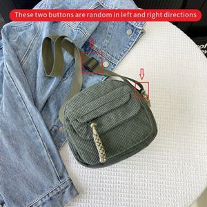 TEMU 여성을 위한 빈티지 하라주쿠 영감을 받은 코듀로이 크로스바디 가방 - 조절 가능한 스트랩, 지퍼 클로저, 가벼우며 접을 수 있음, 폴리에스터 안감, 손세탁 가능 - 세련된 블랙, 베이지, 브라운, 그린 - 캐주얼한 외출 및 휴일 선물에 이상적