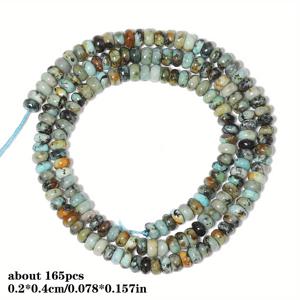 TEMU 2D 플랫, 4x2mm 천연 타이거 아이 & 픽처 재스퍼 아바쿠스 스페이서 비즈 - DIY 주얼리 만들기용 어시 브라운, 녹청색 줄무늬 & 화이트 마블링 플랫 디스크 비즈, 팔찌, 목걸이용 - 독특한 핸드메이드 공예 용품, 타이거 아이 비즈, 목걸이 구성품, 광택 처리된 비즈 표면