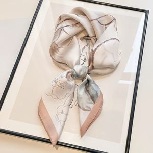 TEMU 새로운 스타일 새틴 느낌 컬러 블록 러플 새틴 스퀘어 스카프, 패셔너블한 다용도 여성 넥 스카프, 부드럽고 매끄러운 얇은 숄, 헤어밴드, 헤드스카프, 숄더 랩, 헤어 액세서리