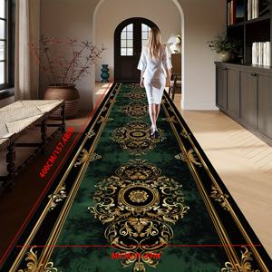 TEMU 호텔 및 레스토랑용 골든 벨벳 유럽 스타일 복도 입구 도어 매트 1개, 가정용 길이 긴 매트, 미끄럼 방지 바닥 매트, 가족 식당 장식용 내마모성 및 쉽게 청소 가능한 발판 러너 야외 매트, 야외 파티오 매트, 캠핑, 피크닉