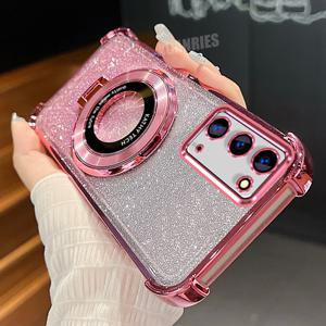 TEMU 갤럭시 노트 20용 럭셔리 링 접이식 브래킷, 플레이트 홀더 스탠드, 그라디언트 글리터 디자인, 충격 방지 TPU 보호 기능이 있는 세련된 폰 케이스.