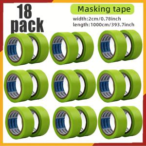TEMU 18팩 저렴한 그린 마스킹 테이프, 0.78인치/2cm 폭 - 미술, 공예 및 페인팅에 이상적; 잔여물 없음, 쉽게 벗겨짐, 용제 내성, 페인트 보호, 자동차 엣지 가드, 낮은 접착력, 유리 줄무늬 없음