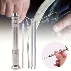 TEMU 12개월용 가죽 바느질 콘 니들 세트와 1세트 금속 핸드 바늘 포함, DIY 가죽 공예 및 신발·가방 수리용 - 그레이