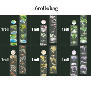 TEMU 6롤 웨이브 시리즈 PET 테이프 세트, 스크랩북, 저널링, 공예, 문구류, 휴대폰 케이스, 물병, 노트북, 기타, 스케이트보드용 장식 와시 테이프, 방수 접착 마스킹 테이프, 학교 용품