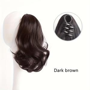 TEMU 여성용 합성 클립인 포니테일 - 미끄럼 방지 그립, 자연스러운 컬리 웨이브 헤어스타일, 열 도구로 쉽게 스타일링 가능, 짧은 곱슬 머리카락과 웨이비 프린지 가발, 여성용 가발/헤어피스, 헤어 피스, 여성 가발, 묶음머리 가발