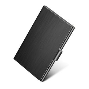 TEMU 남녀공용 스테인리스 스틸 명함 거치대, 슬림 지갑 이름 카드 케이스 내부 안감, 전문적인 블랙 메탈 카드 거치대 버클 클로저