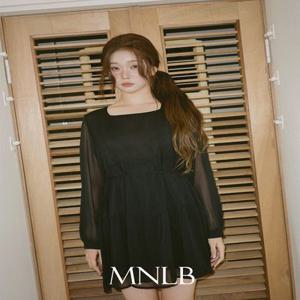 츠키PICK!???? [단독] [가을????20%][레이어드/하객룩/직진배송][MNLB] 마들렌 요루 쉬폰 캉캉 스퀘어넥 미니 원피스