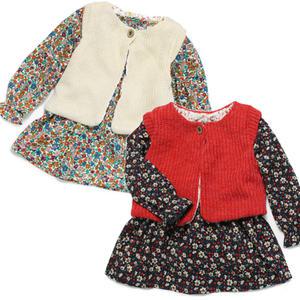 블로썸 유아원피스 니트 조끼 세트 가을원피스 여아긴팔 유아조끼 돌선물