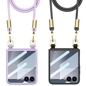 갤럭시Z플립7 제트지 심플 크로스 바디 스트랩 슬림 하드 핸드폰 케이스