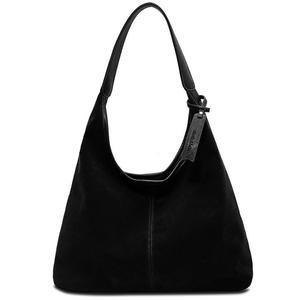 여성용 가죽 호보 가방 갈색 지갑 스웨이드 슬루시 토트백 가을 겨울 핸드백