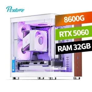피씨스토어 미니 화이트 어항PC 라이젠5 8600G RTX 5060 (32GB, M.2 1TB)
