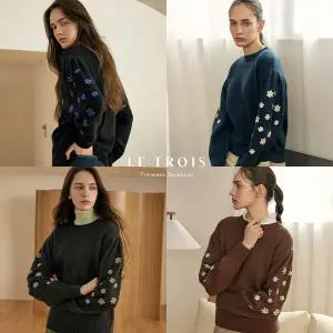 [LE TROIS]25FW 르투아 플라워 자수 울 니트 1종