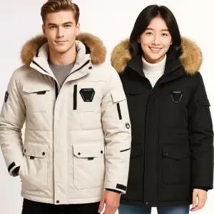 INEXO 남여 가을겨울 덕다운 후드 패딩 점퍼 가성비 오리털 점퍼 발수 보온 방풍 커플용 회사 단체 3칼라