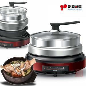 키친아트 4L 대용량 다기능 멀티 전기 쿠커 냄비 KM-A01XP 찜기 튀김 찜솥 전기냄비 멀티 스팀찜기 전골