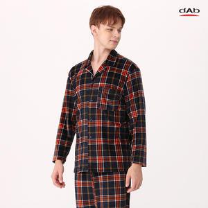 댑 오렌지체크 밍크스판 잠옷세트 남성용