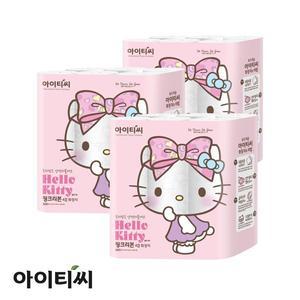 [헬로키티] 4겹 핑크리본 화장지(20m) 24롤X3팩(72롤)