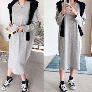 롱원피스 긴팔 오버핏  빅사이즈 홈웨어  기모롱원피스