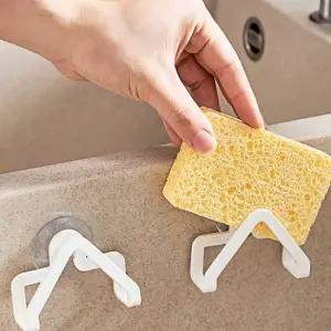 흡착식 수세미 걸이 정리 물빠짐 거치대 2P 정리대 정리대 스펀지걸이 세척솔 타올걸이 납작