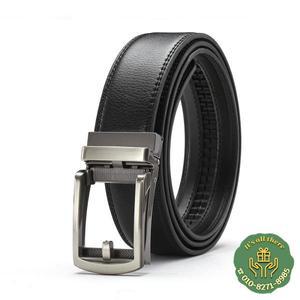 남성용 가죽 벨트 자동 버클 럭셔리 디자이너 블랙 다크 브라운 3.5cm