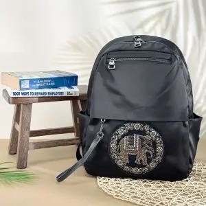 [아도라하우스]어반백 여성백팩 캐주얼 큐빅 코끼리 블랙 백팩URB_W098