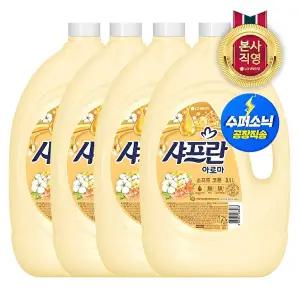 [LG생활건강]샤프란 아로마 섬유유연제 소프트 코튼 3.1L x 4개