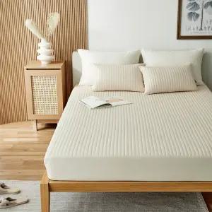 비컨디자인 순면 60수 고밀도 바이오워싱 침대커버 줄누빔 매트리스커버