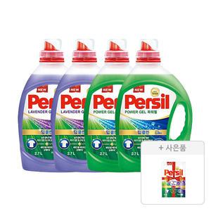 퍼실 드럼/일반 겸용 액체세제 라벤더 2.7L, 2개 + 파워젤 2.7L, 2개 + 증정(파워젤 라벤더듀얼 300mL 파우치, 1개)