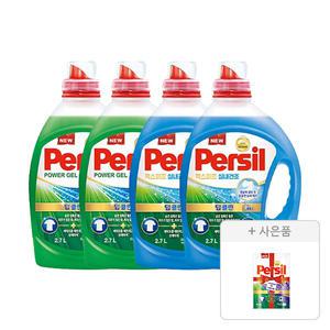 퍼실 드럼/일반 겸용 액체세제 파워젤 2.7L, 2개 + 실내건조 2.7L, 2개 + 증정(파워젤 라벤더듀얼 300mL 파우치, 1개)