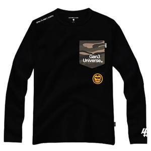 간쓰리 카모포켓 국내생산 디자이너 긴팔티 블랙